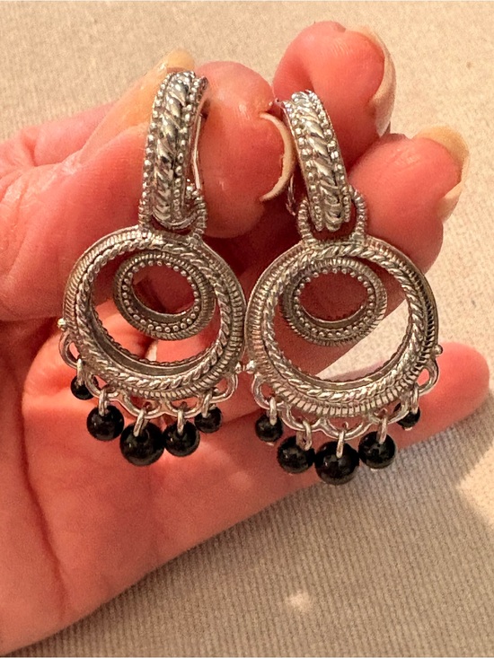 Judith Ripka Jewelry - Judith Ripka Sterling Silver Black Onyx Cable Chandelier Drop Earrings